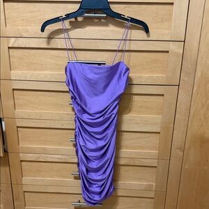 B Darlin Lavender Ruched Mini Dress with Spaghetti Straps